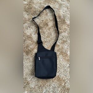 Travelon Small Crossbody Purse, Black, 45” Adj Strap, Lots of Zippered Pockets